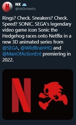 Netflix anuncia série animada sobre Sonic: estreia será em 2022