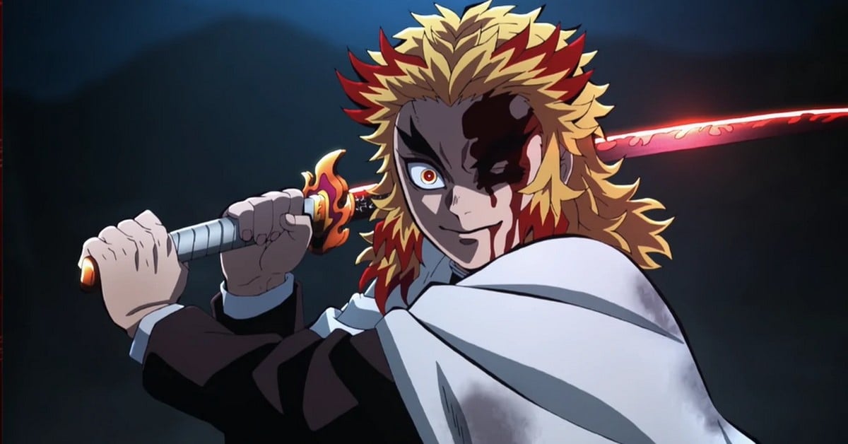 Este seria o visual do Rengoku caso ele fosse um demônio em Demon Slayer