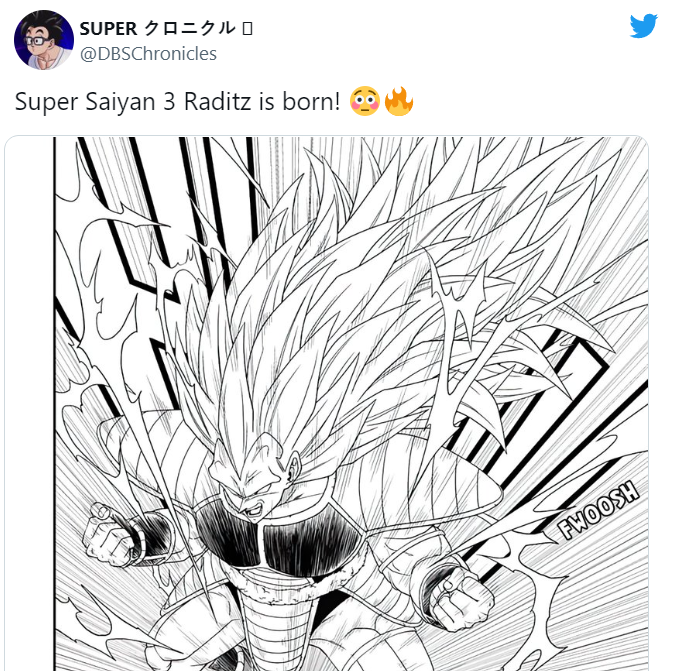 Raditz, irmão de Goku, se transforma em Super Saiyajin 3 no mangá