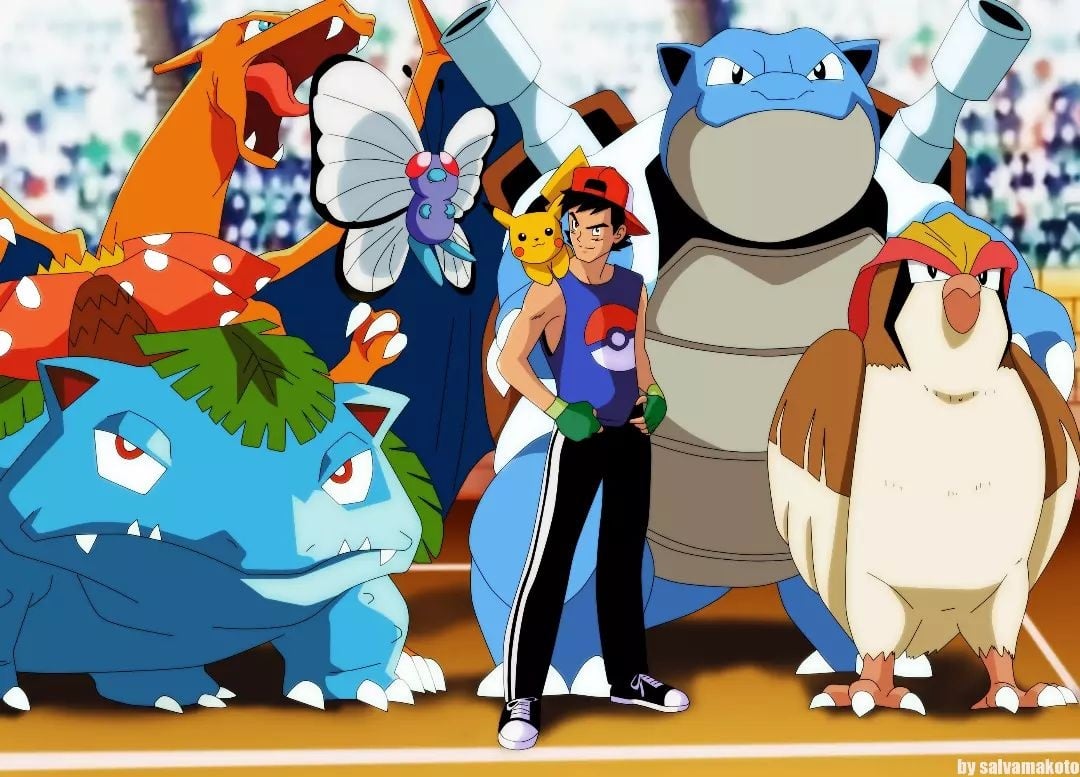 Artista imagina Ash adulto junto dos seus Pokémon da primeira temporada